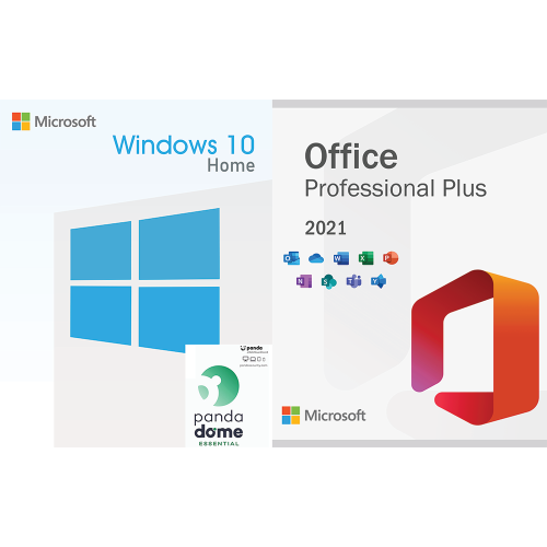 Microsoft Windows 10 Home OEM & Office 2021 Pro Plus ISO + Panda Dome Essential, PC, digital software bundle