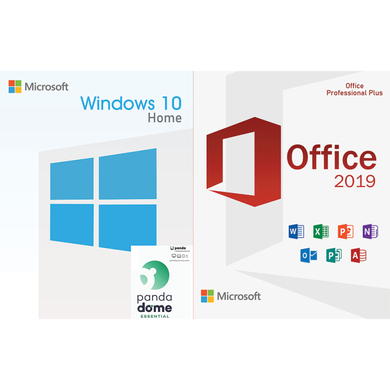 Microsoft Windows 10 Home OEM & Office 2019 Pro Plus ISO + Panda Dome Essential, PC, digital software bundle