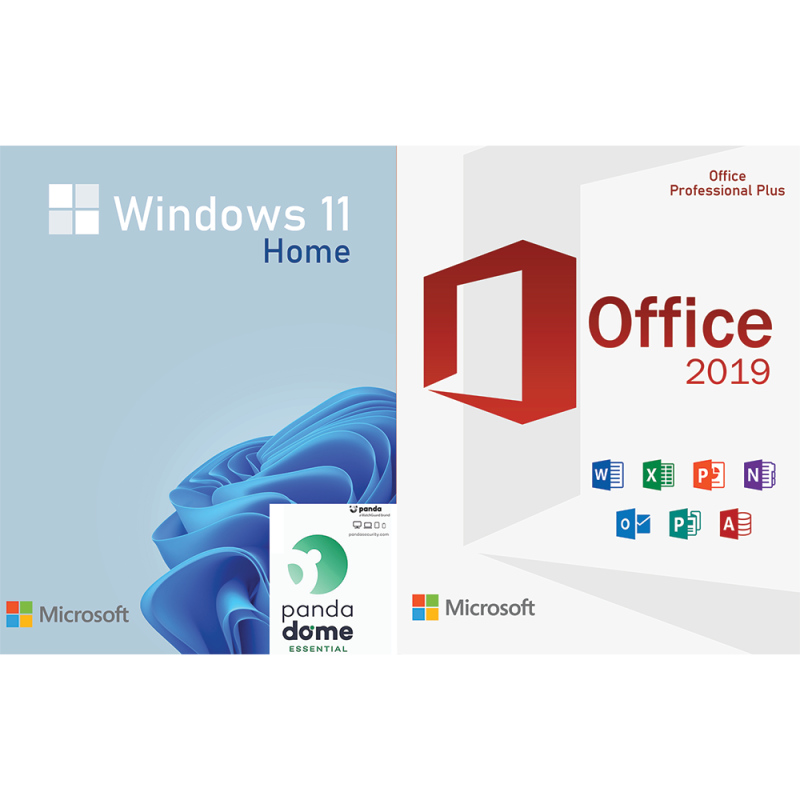 Microsoft Windows 11 Home OEM & Office 2019 Pro Plus ISO + Panda Dome Essential, PC, digital software bundle