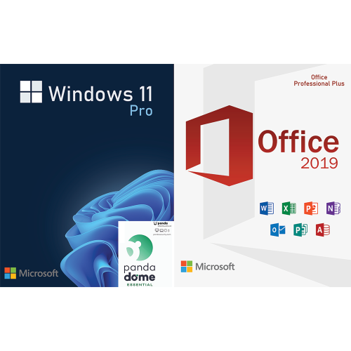 Microsoft Windows 11 Pro Retail & Office 2019 Pro Plus ISO + Panda Dome Essential, PC, digital software bundle