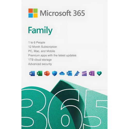 Microsoft 365 Family, 1 year, 6 users, PC/MacOS/Mobile, Bind, digital license, EU&UK