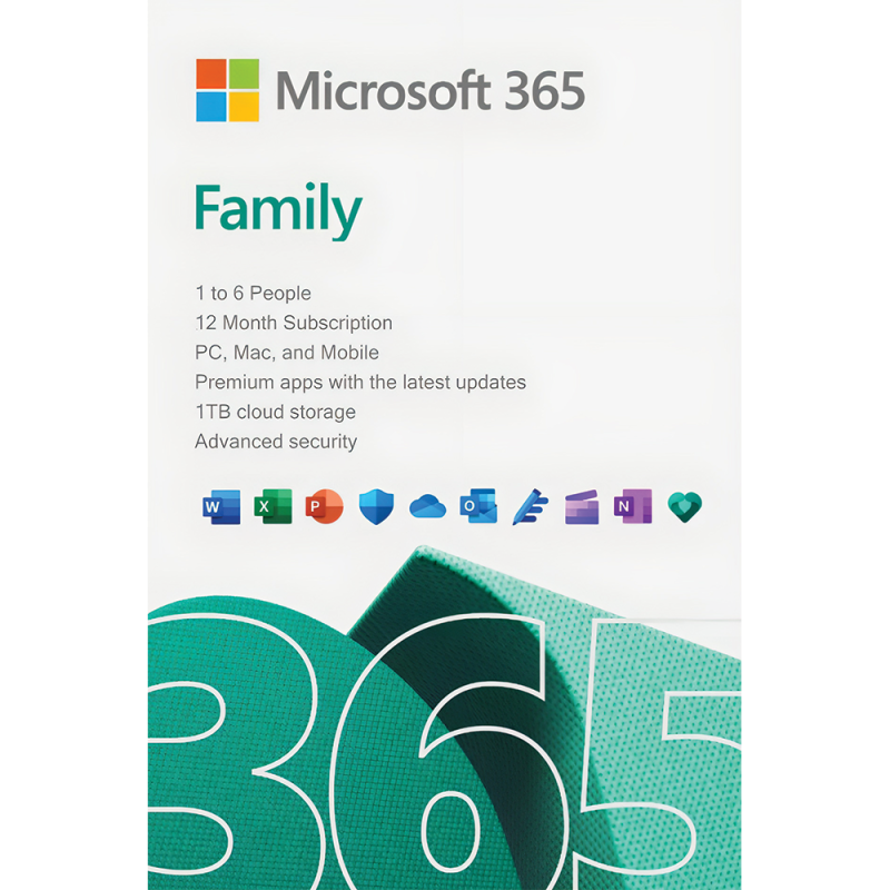 Microsoft 365 Family, 1 year, 6 users, PC/MacOS/Mobile, Bind, digital license, EU&UK